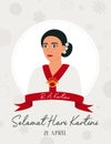 Selamat Hari Kartini Means Happy Kartini Day. Raden Adjeng Kartini the hero of women and human right in Indonesia