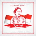 Selamat hari Kartini. Translation: Happy Kartini day. Kartini is the heroes of women education and human right in Indonesia
