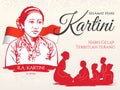 Selamat hari Kartini. Translation: Happy Kartini day. Kartini is the heroes of women education and human right in Indonesia