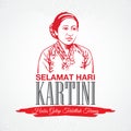 Selamat hari Kartini. Translation: Happy Kartini day. Kartini is the heroes of women education and human right in Indonesia