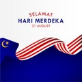 Selamat Hari Merdeka Malaysia Vector Design For Banner Print and Greeting Background. Malaysia Independence Day