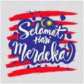 Selamat Hari Merdeka, meaning Happy Independence Day in Malaysia. Royalty Free Stock Photo