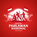 Selamat hari pahlawan nasional. Translation: Happy Indonesian National Heroes day. vector illustration for greeting card