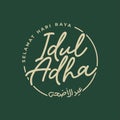 Selamat Hari Raya Idul Adha translates to Eid al Adha Mubarak. Typography Vector