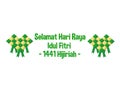 Selamat Idul Fitri, of Transalation Happy Eid mubarak greeting card with ketupat ornamen