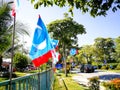 SELANGOR, MALAYSIA - 28 April 2018 : flags and banners of political parties that will participate in Malaysia`s 14th General Elect