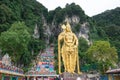 Selangor, Malaysia - December 8, 2018: View of entrance to Batu Caves with the world`s tallest Murugan statue, where is a