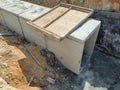 Underground precast concrete box culvert drain under construction at the construction site. Royalty Free Stock Photo