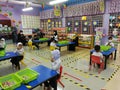 Standard 1 students are attending school by following the SOP of the Malaysian Ministry of Health at