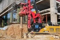 Bore pile rig machine at the construction site. The machine used to driven pile for building foundation work.