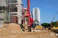 Bore pile rig machine at the construction site. The machine used to driven pile for building foundation work.