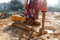 Bore pile rig machine at the construction site. The machine used to driven pile for building foundation work.