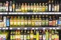 SELANGOR, MALAYSIA - 12 JUNE, 2017: Variety of olive oil display on rack in hypermart at Puncak Alam, Malaysia