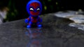 Spiderman toys from McDonald`s with reflection of water. Royalty Free Stock Photo