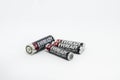 Eveready AA batteries isolated on a white background Royalty Free Stock Photo
