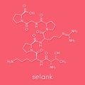 Selank nootropic and anxiolytic peptide drug molecule. Skeletal formula.