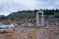 The Rhodian Peristyle and the Prytaneum leading government dignitary in Ephesus ruins, historical ancient Roman archaeological Royalty Free Stock Photo