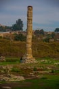 SELCUK, TURKEY: Ruins of the Temple of Artemis against the background of the Fortress and the Basilica of St. John