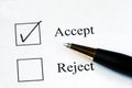 Select the Accept option Royalty Free Stock Photo