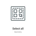 Select all outline vector icon. Thin line black select all icon, flat vector simple element illustration from editable geometry Royalty Free Stock Photo