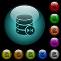 Select database table column icons in color illuminated glass buttons