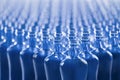 Select focus of empty blue glass bottles. Glass and abstract concept Royalty Free Stock Photo