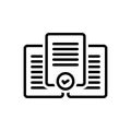 Black line icon for Select, paper and paperwork