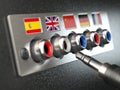 Select language. Learning, translate languages or audio guide co Royalty Free Stock Photo