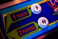 Select One Player or Two Players Button. Detail of an old arcade video game Royalty Free Stock Photo