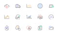 Select user, Globe and Attached info line icons for website, printing. For design. Vector