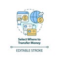 Select where to transfer money concept icon