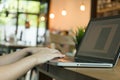 Selected focus woman hand working on computer keyboard Royalty Free Stock Photo