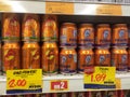 Selected focused on energy drinks in various brands that are on display on the sales shelves.