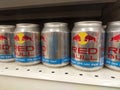 Selected focused on energy drinks in various brands that are on display on the sales shelves.