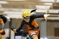Selected focused on fictional character action figure from Japanese popular cartoon animated series NARUTO.