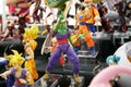 Selected focused of model scale action figures characters from popular Japanese animated series Dragonball.