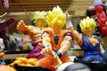 Selected focused of model scale action figures characters from popular Japanese animated series Dragonball.