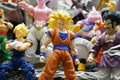 Selected focused of model scale action figures characters from popular Japanese animated series Dragonball.