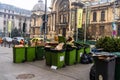 Selected garbage waiting to be collected on the streets of the Old Town of Bucharest, Romania, 2020 Royalty Free Stock Photo
