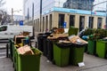 Selected garbage waiting to be collected on the streets of the Old Town of Bucharest, Romania, 2020 Royalty Free Stock Photo