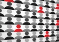 Selected red people in the crowd, people crowd concept, vector illustration