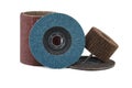 Selection of abrasive discs and flap brush wheels Royalty Free Stock Photo
