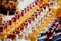 Selection of alcoholic drinks. Set of wine, brandy, hard liquor, liqueur, tincture, cognac, whiskey in glasses