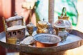 Selection of ancient metal objects on Moroccan market