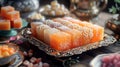 Artisanal Handmade Turkish Delights Arranged Elegantly on an Ornate Tray, AI Generated