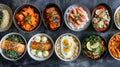 Assorted Asian-Inspired Rice Bowls with Toppings