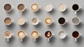 A Selection of Assorted Coffees.AI generated image Royalty Free Stock Photo