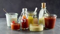 Selection of assorted sauces and dressings Royalty Free Stock Photo