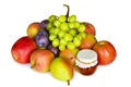 Selection of autumn fruits and honey isolated