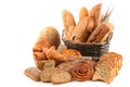 Selection of breads and pastries isolated on white background Royalty Free Stock Photo